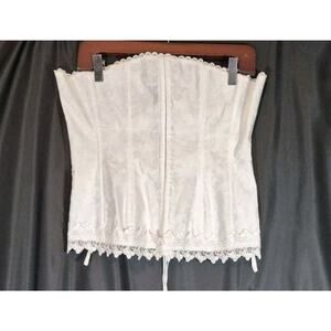 Vintage Frederick's Of Hollywood White Satin Lace Up Corset Size 36
